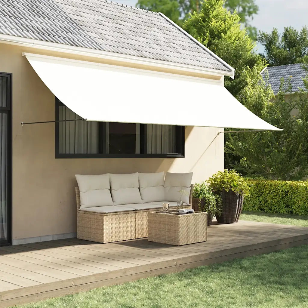 Tenda da Sole Retrattile Crema 350x150 cm in Tessuto e Acciaio 368762