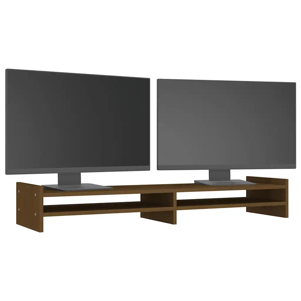 Supporto per Monitor ambra 100x27x15 cm Legno Massello di Pino 814027