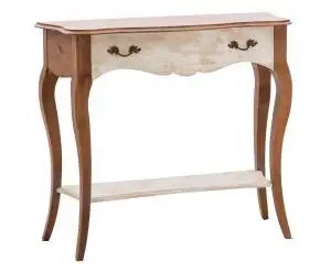 Consolle Lolla in legno Shabby chic bianco anticato e noce Bassano