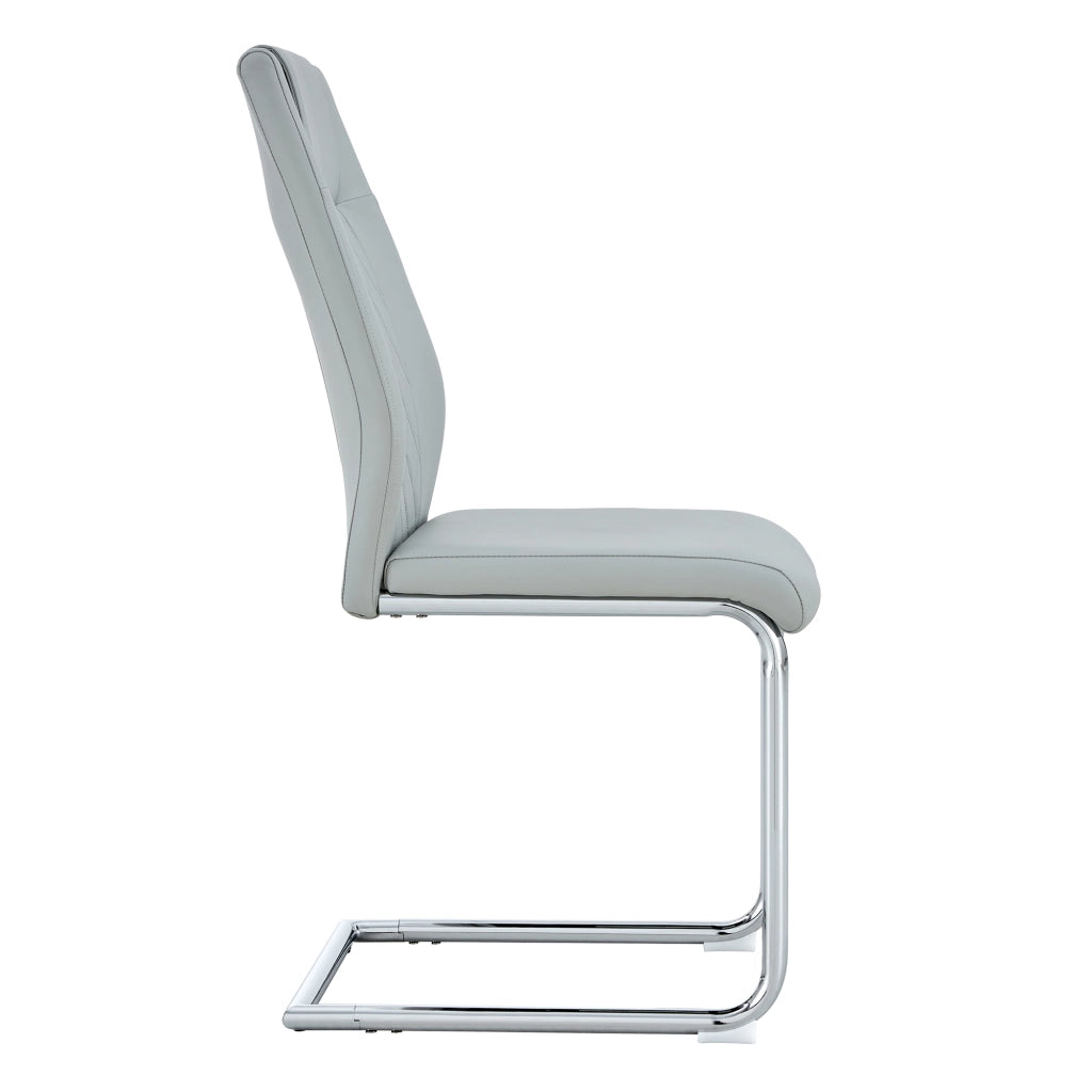 Sedie da Pranzo Scandinave ¨C MINIMAL ¨C Similpelle Grigio Chiaro, Schienale a Rete, Gambe in Metallo, Set 4 Pezzi