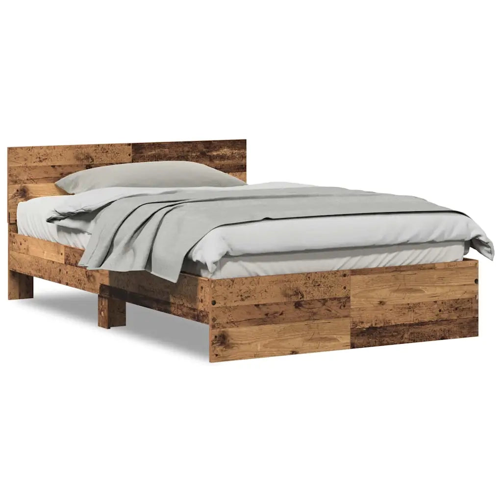 vidaXL Struttura letto con testata Legno vecchio 120 x 190 cm