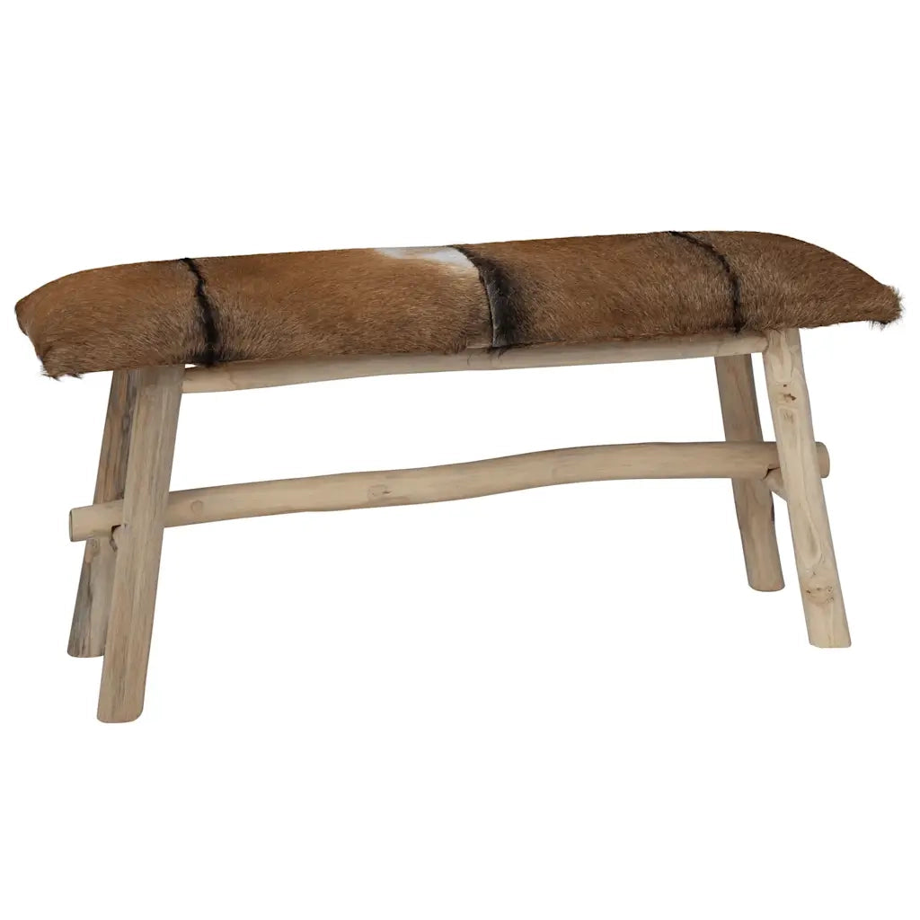 Panca in Vera Pelle e Teak cod mxl 49951