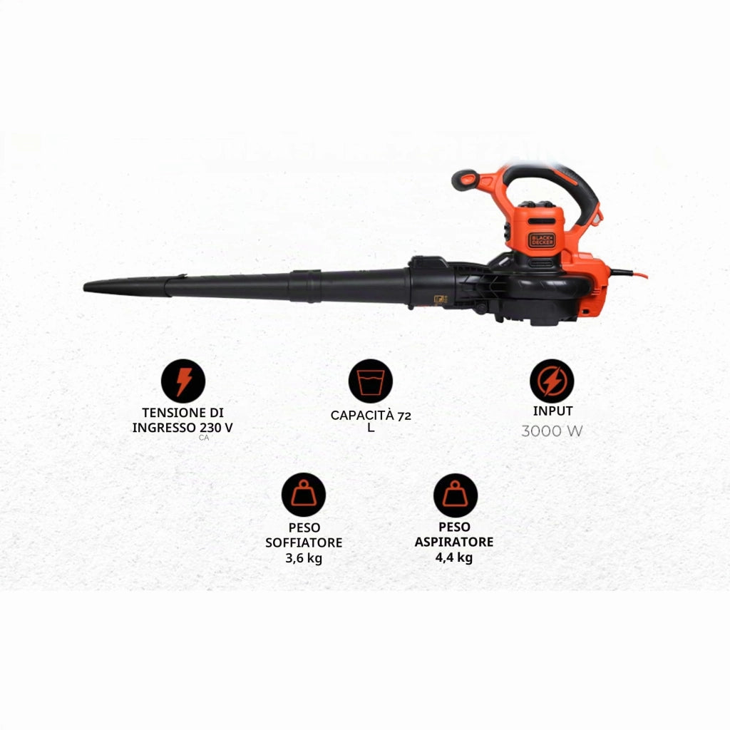 Soffiatore Aspiratore Trituratore Black Decker BEBLV300 Qs 3000 w