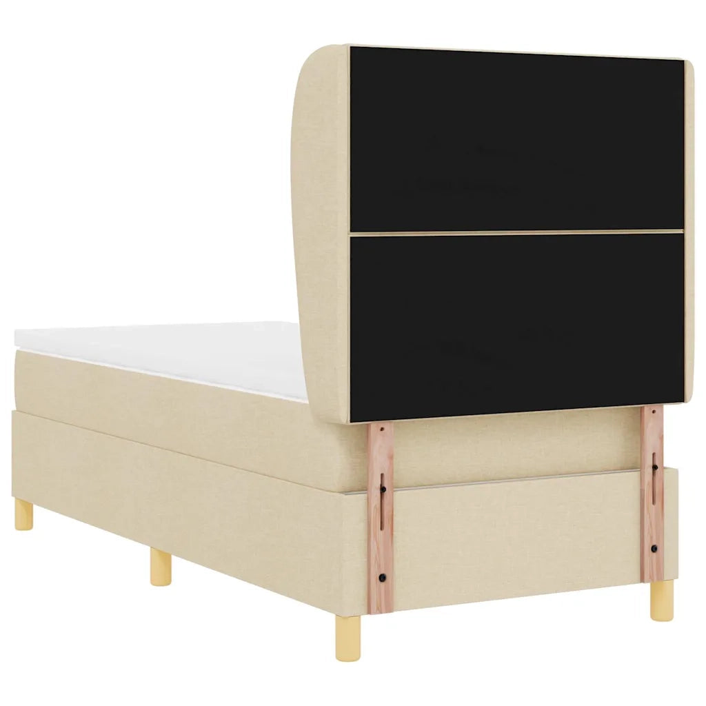 Letto a molle con testiera Crema 190 x 90 cm Tessuto 3340793