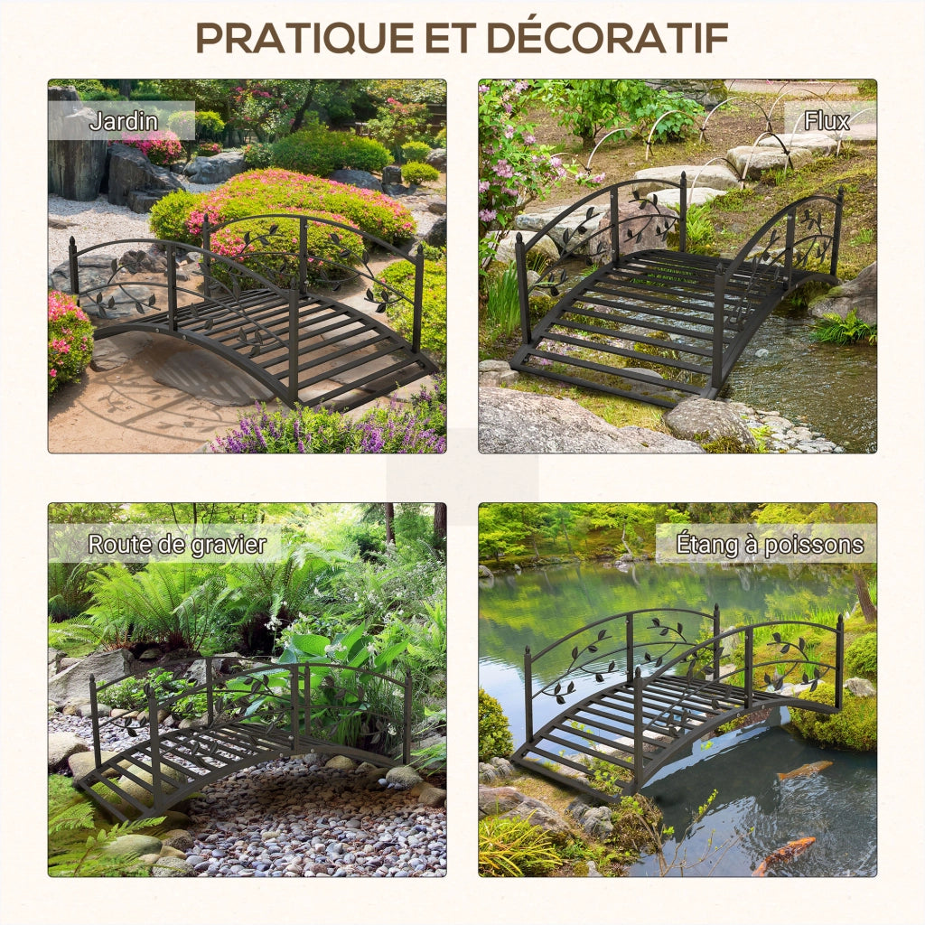 Ponticello da giardino per laghetto ¨C zephmum ¨C nero acciaio 119x67x47 cm
