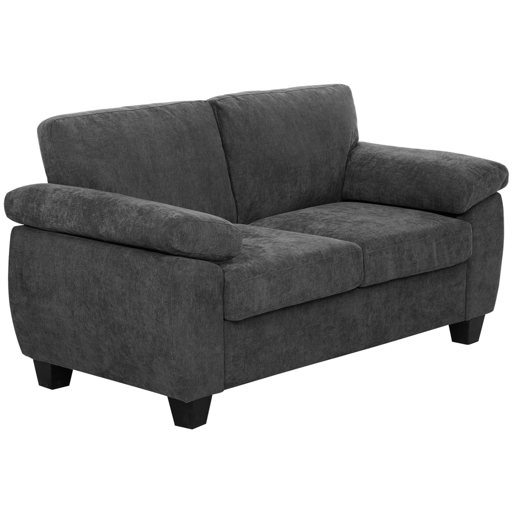 Divano 2 posti ¨C Xylo ¨C tessuto chenille grigio scuro con braccioli imbottiti larghi 156 cm