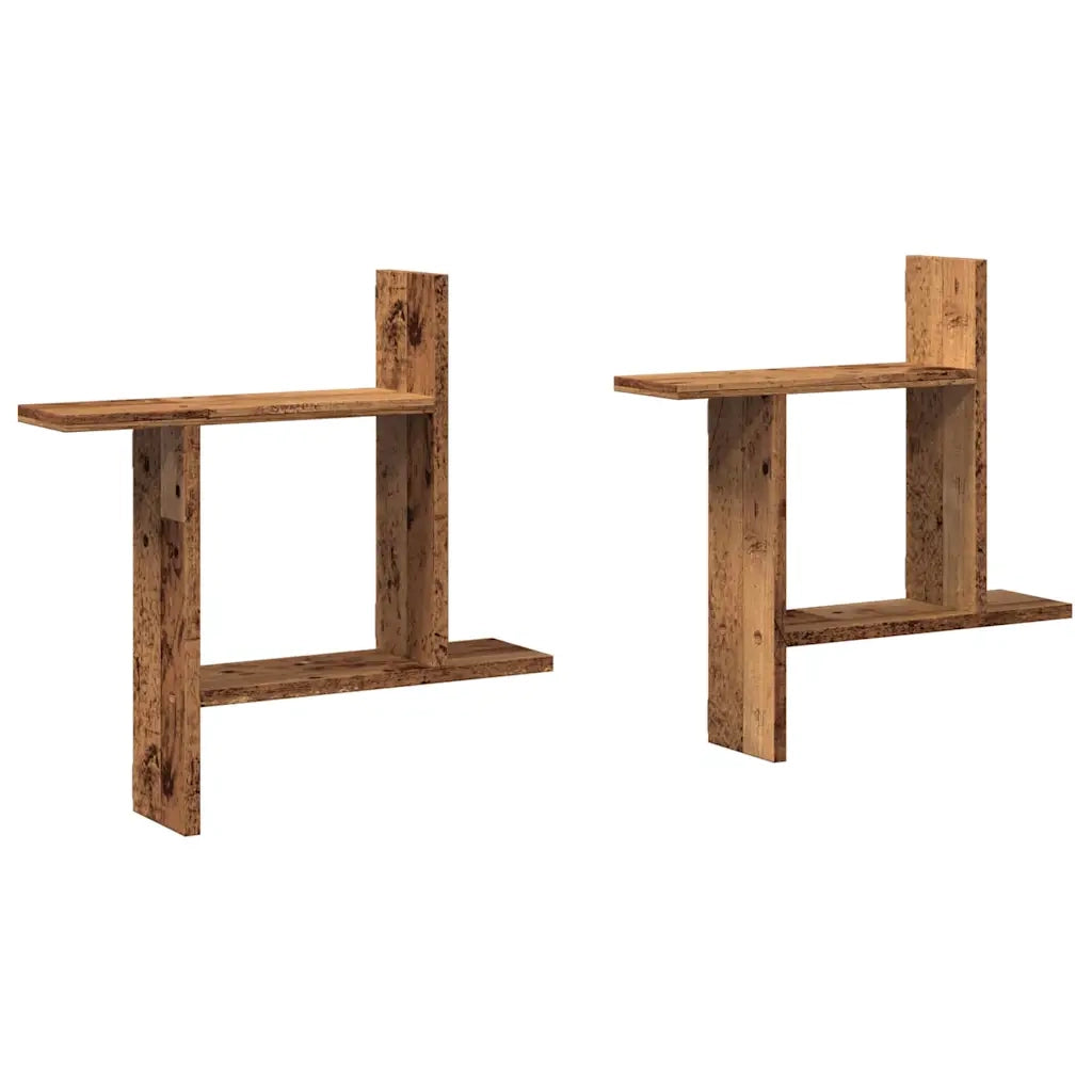 vidaXL Mensole da Parete 2pz Legno Vecchio 50x12x50 cm in Truciolato
