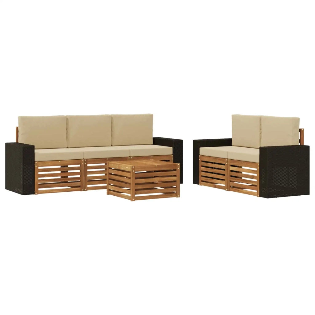 Set di divani da esterno 6 pz Naturale e Beige 3384034