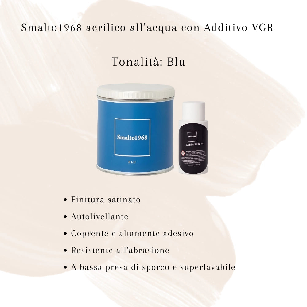 Smalto1968 base acqua vgr piastrelle ceramiche supporti difficili l 0.5 *** colore- blu, confezione 1