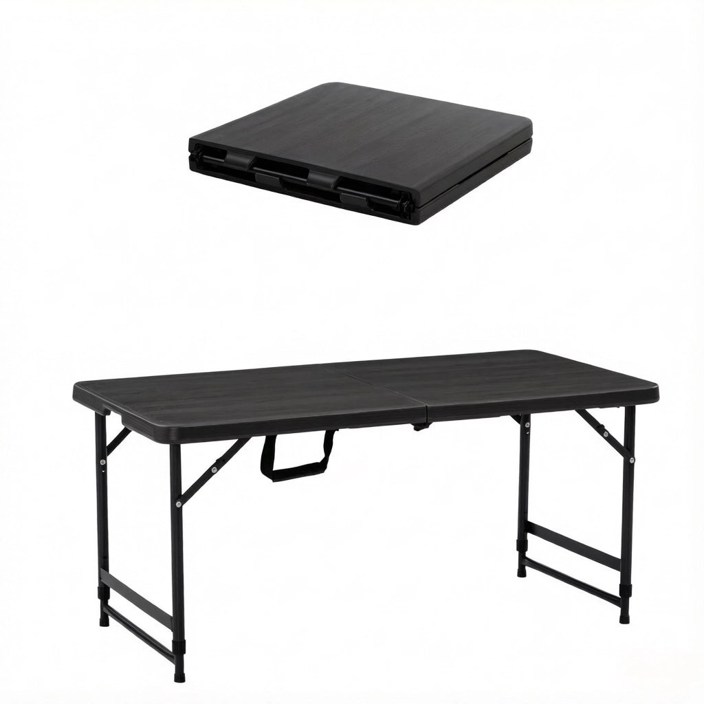 TAVOLO da giardino pieghevole regolabile 118x60x74 cm HDPE nero/grigio scuro