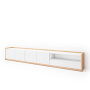 Mobile TV Soggiorno, 310x50x37 cm, Per TV fino a 80", Mobile Soggiorno, Bianco e Rovere soft