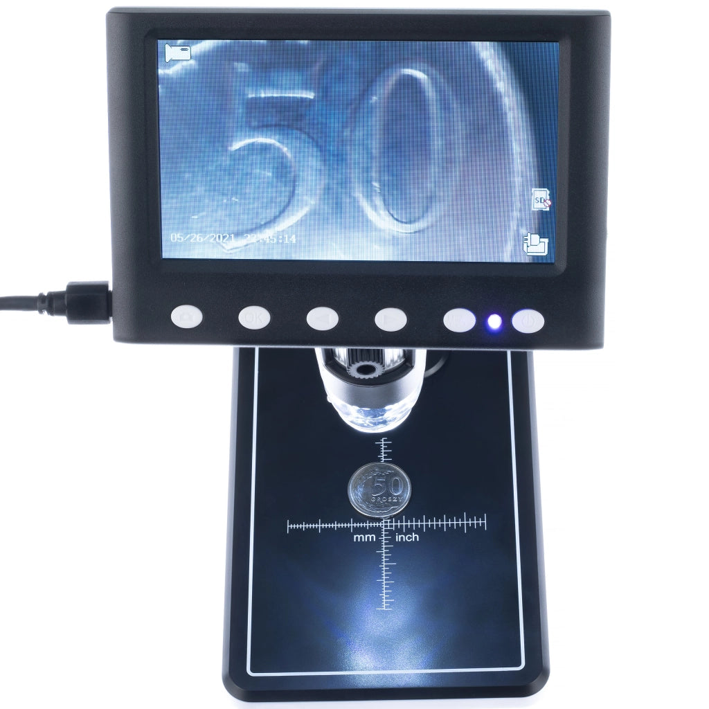 Mikroscopio Digitale DM7-B1 – Schermo LCD 4,3" | Ingrandimento 40X-1000X | Connessione PC, 8 LED Regolabili, MicroSD