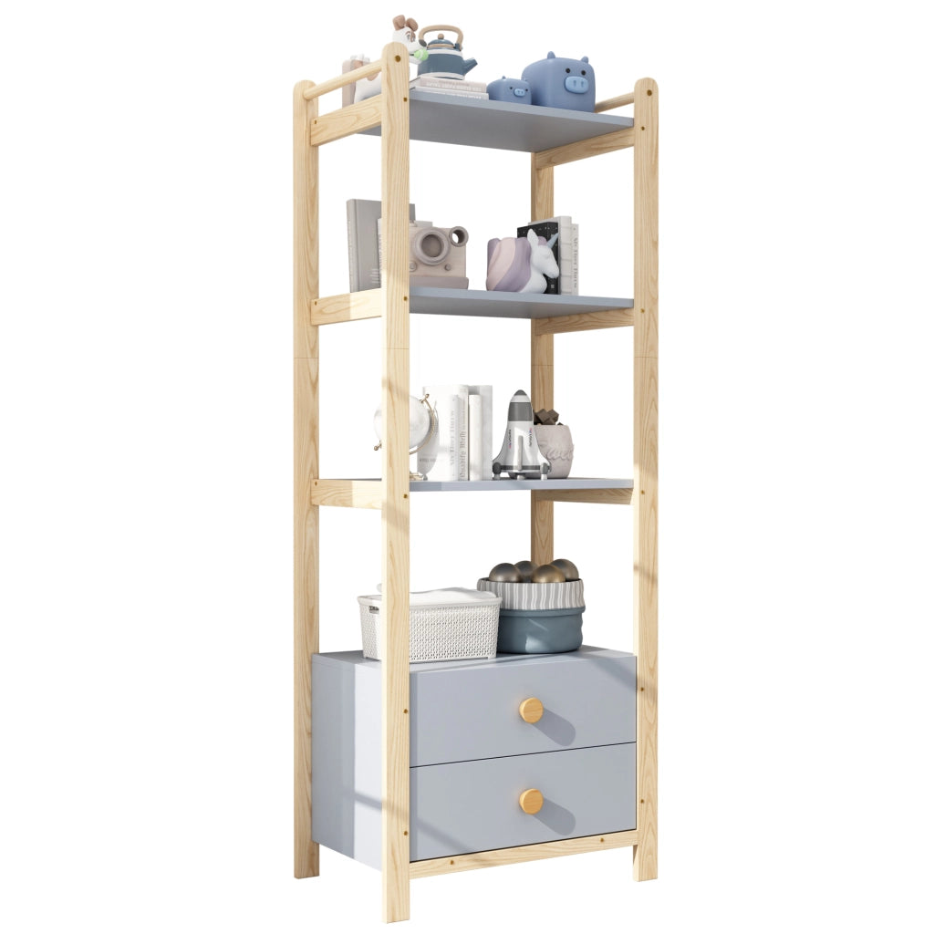 Guardaroba con scaffale blu e naturale in legno, 180,5 cm