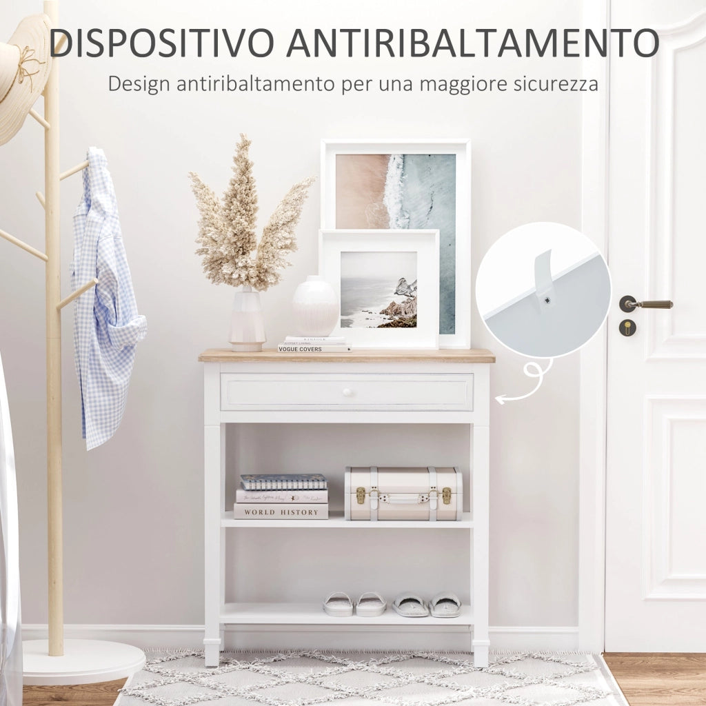 Tavolo Consolle per Ingresso 75,6x27,5x80,5 cm  Bianco