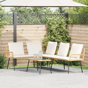Set di Divani da Giardino a 2 Pezzi con Cuscini in Rattan Sintetico Naturale