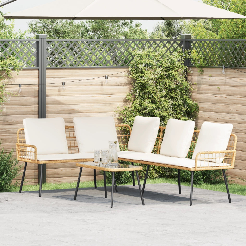 Set di Divani da Giardino a 2 Pezzi con Cuscini in Rattan Sintetico Naturale