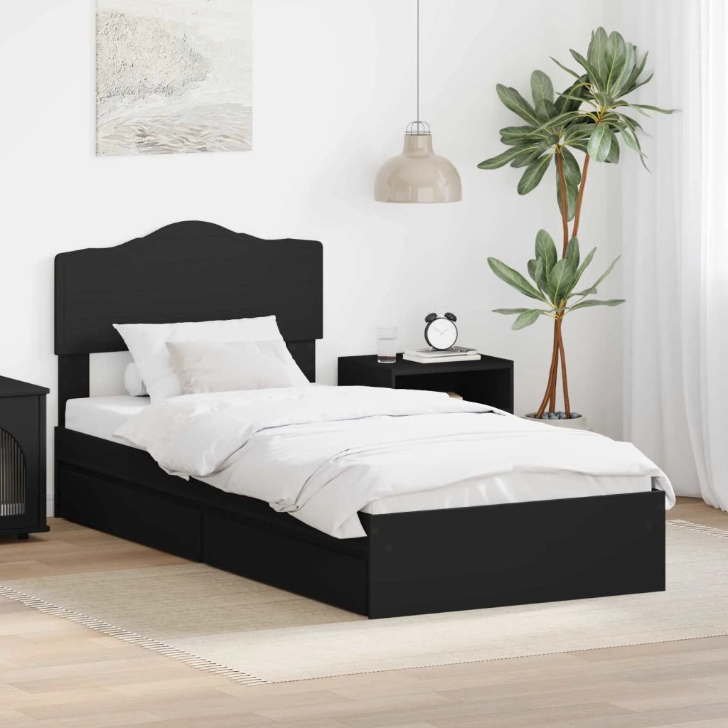 Letto con Contenitore Nero 90 x 190 cm Legno multistrato