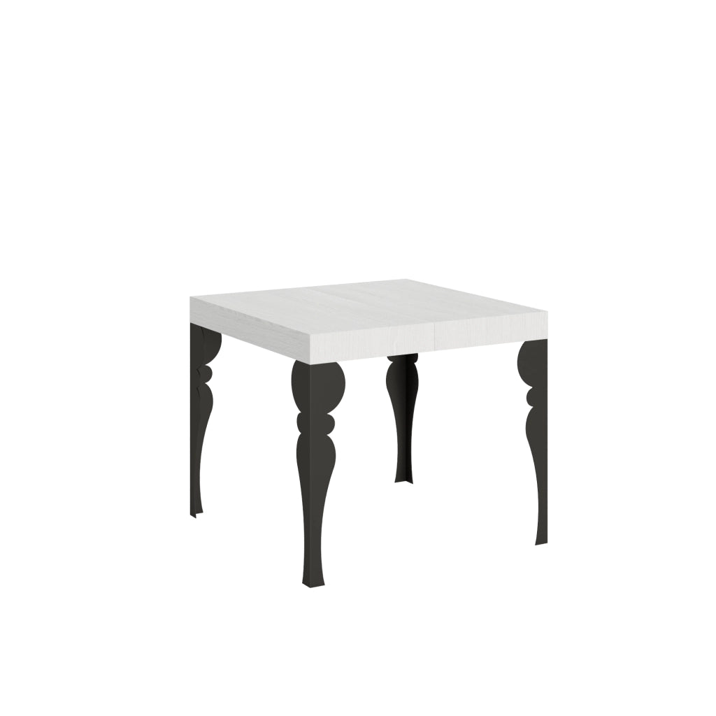 Tavolo allungabile 90x90/246 cm Paxon Bianco Frassino telaio Antracite