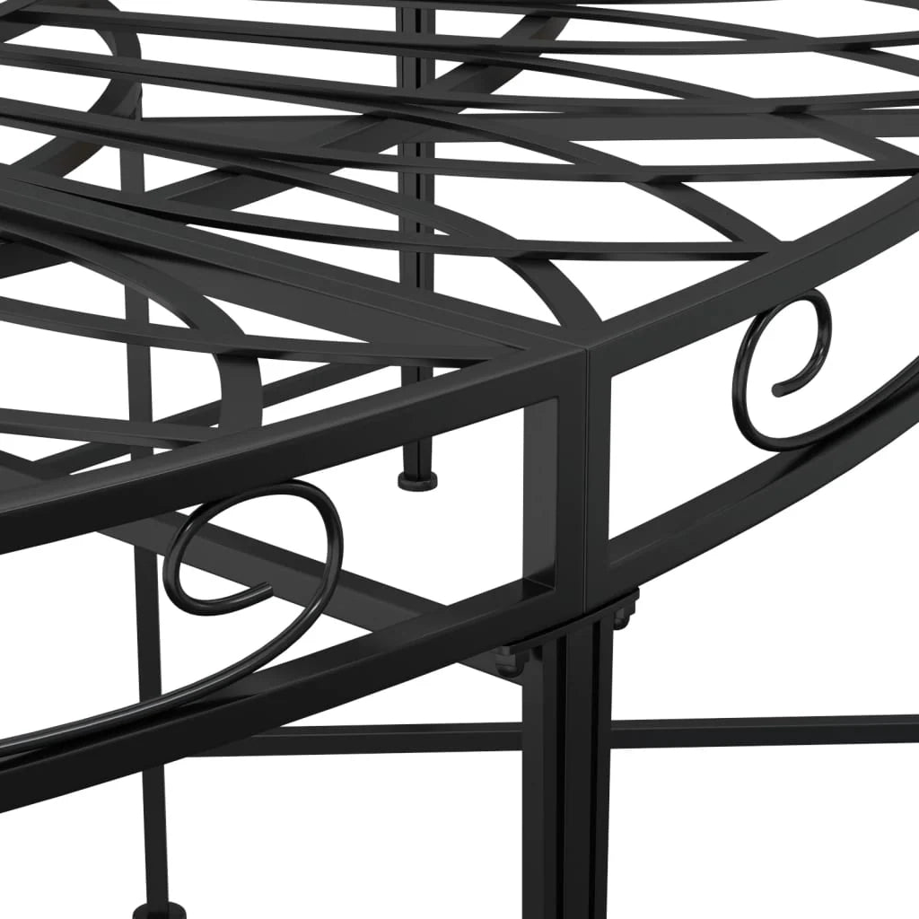 Panca da giardino mobili da esterno per patio cornice circolare per alberi diametro 160 cm acciaio nero 02_0011120