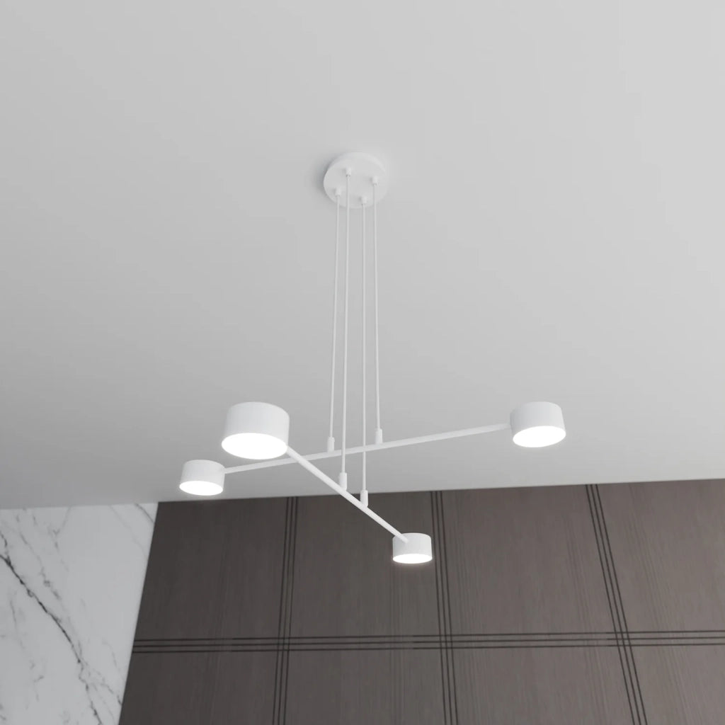 Sospensione Moderna Tefnut 4 Luci In Acciaio Bianco