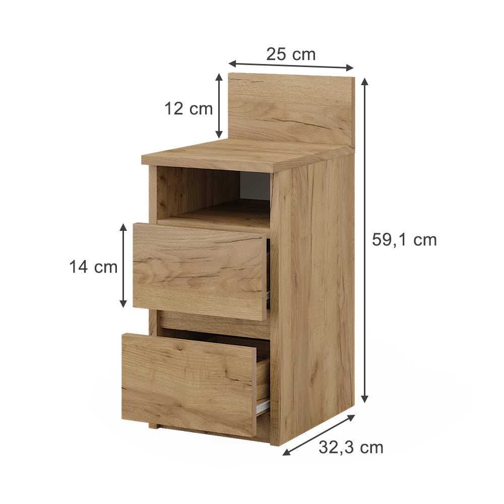 Vicco  Quercia dorata 25 x 59.1 cm con 2 cassetti