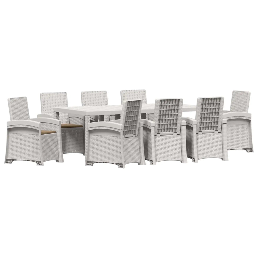 Set da Pranzo per Giardino 9 pz Bianco e Tortora PP 3430161