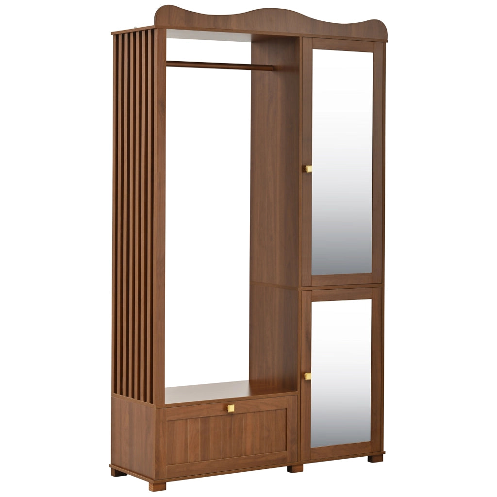Armadio con Specchio e Appendiabiti ¨C MINIMAL ¨C Bianco, 2 Ante, Cassetti