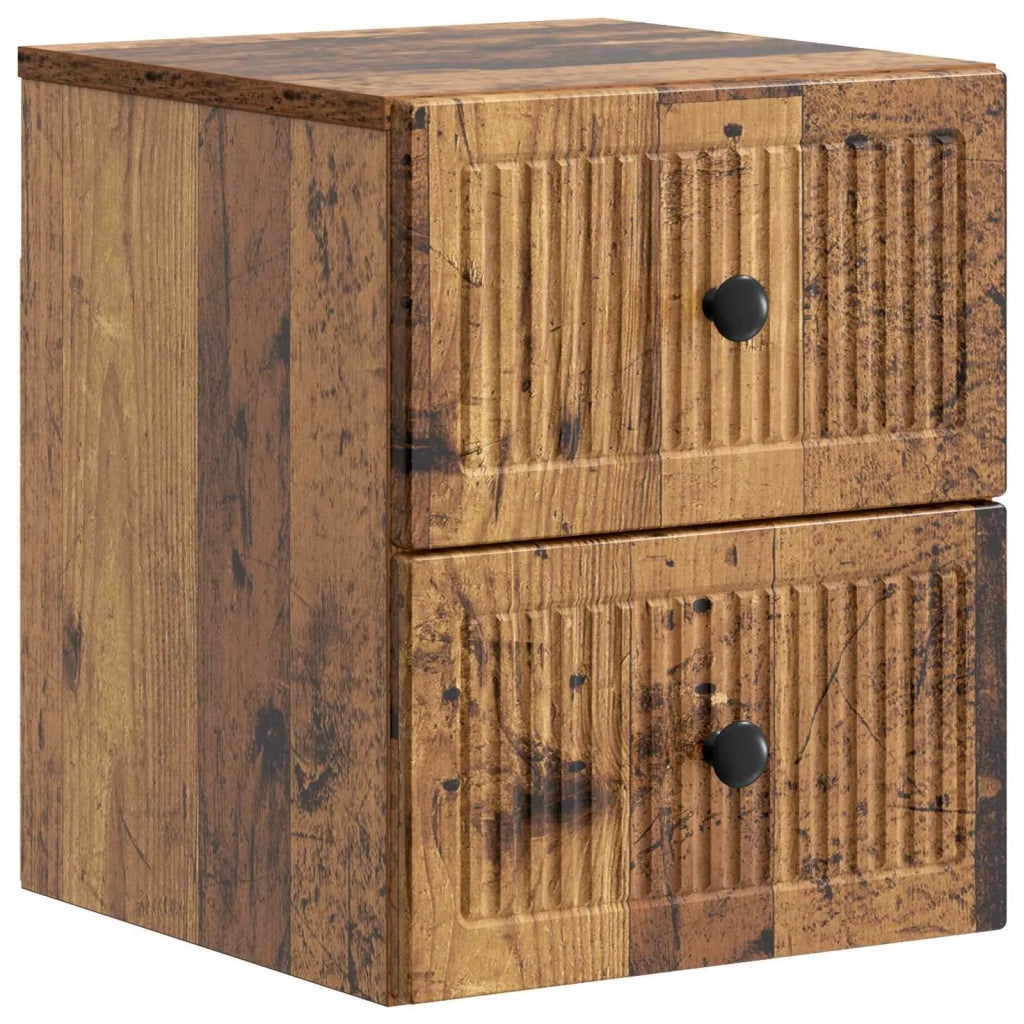 Mobiletto da notte a muro 2 pcs Legno antico 33 x 34,5 x 40 cm 897972