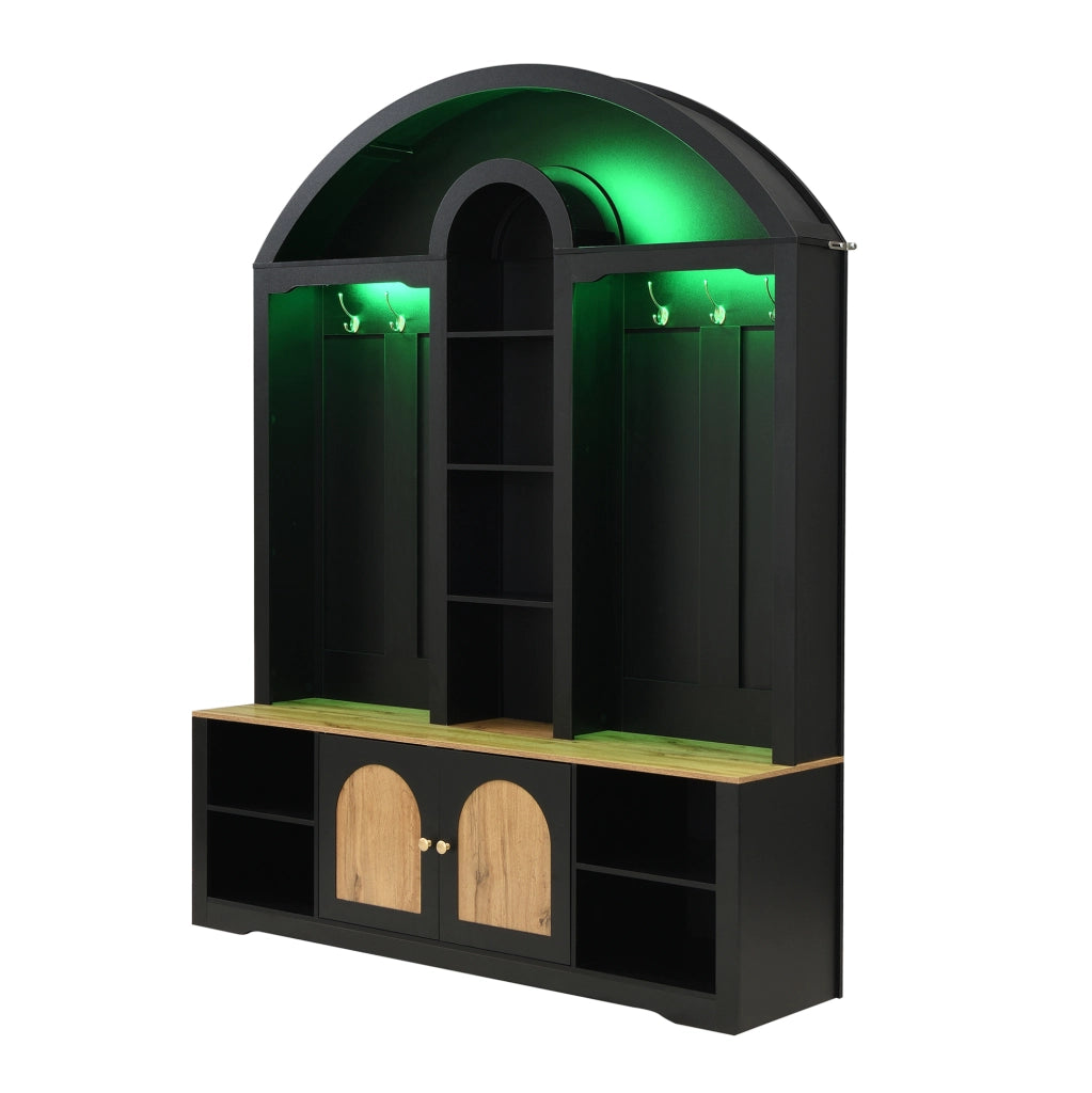 Armadio guardaroba 150x40x195 cm nero MDF, ganci e ripiani
