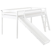 Letto a castello per bambini in legno con rete a doghe 90 x 200 cm con scivolo bianco per bambini