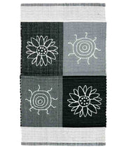 Tappeto SUMMER GRIGIO cm.55x140 disegno sole e fiori 100% cotone, passatoia stuoia cucina multiuso lavabile