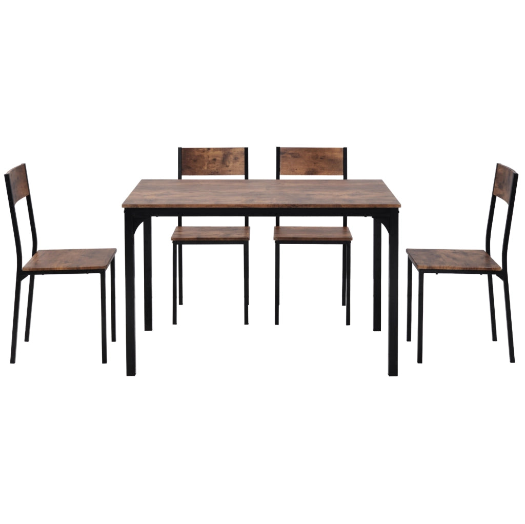 Gruppo da pranzo 108x65x75 cm con piano in pannello truciolare e struttura in metallo; marrone