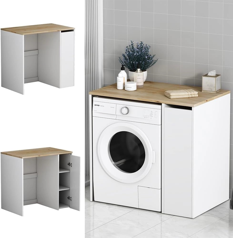 Vicco Mobile lavatrice Lavik, Bianco, 93.5 x 88.5 cm con 3 scomparti, per riporre risparmiando spazio sopra la lavatrice
