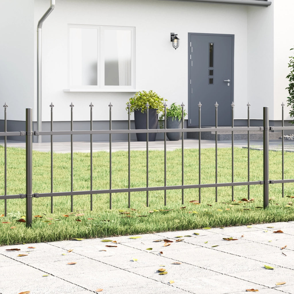 Recinzione da giardino  con punta a lancia Grigia 1,7x0,6 m Acciaio