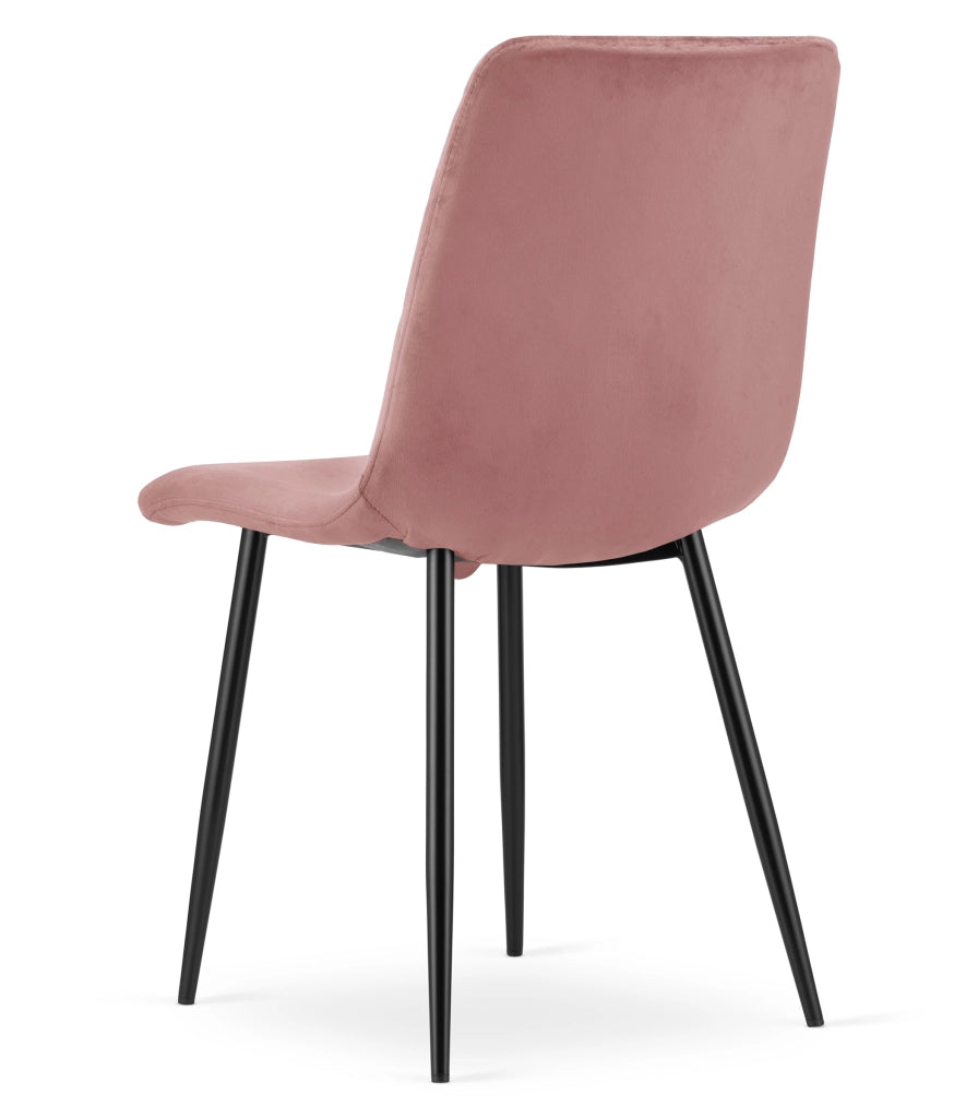 Sedia VALORA TURIN - Velluto rosa con gambe nere x 4