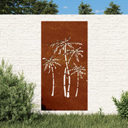 Decorazione Muro da Giardino 105x55 cm Palma in Acciaio Corten