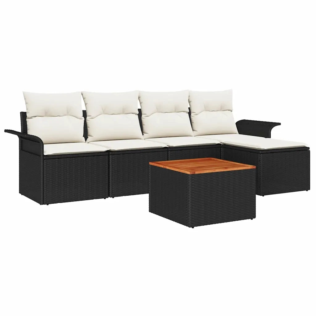 Set Divano da Giardino con cuscino 6 pcs Nero polyrattan 3347313
