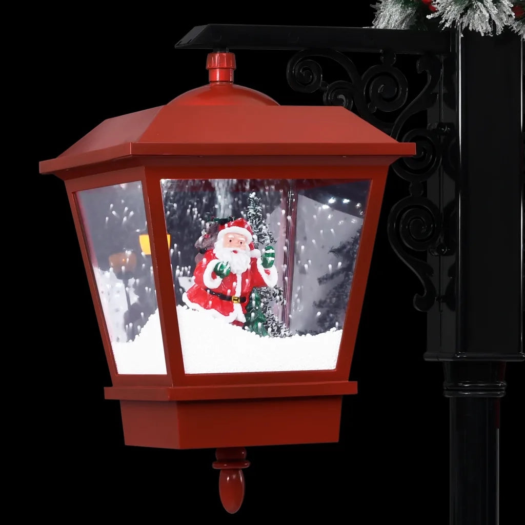 Lampione Natalizio con Babbo Natale Nero Rosso 81x40x188 cm PVC cod mxl 44997
