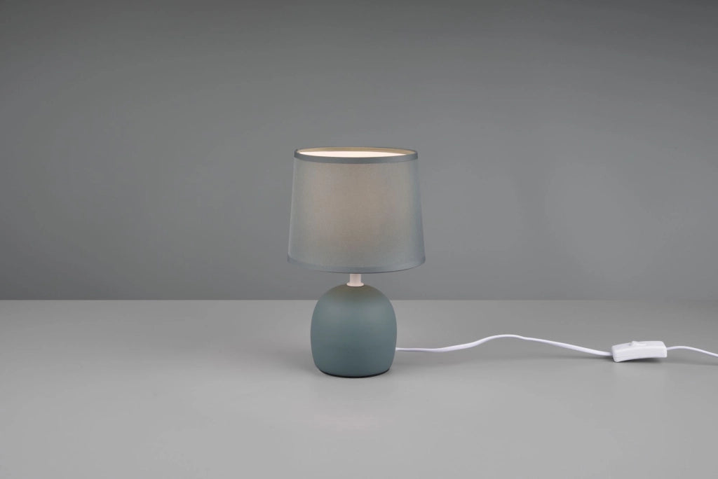 MALU LAMPADA DA TAVOLO IN CERAMICA CON PARALUME VERDE PETROLIO H. 26CM  1 LUCE ATTACCO E14