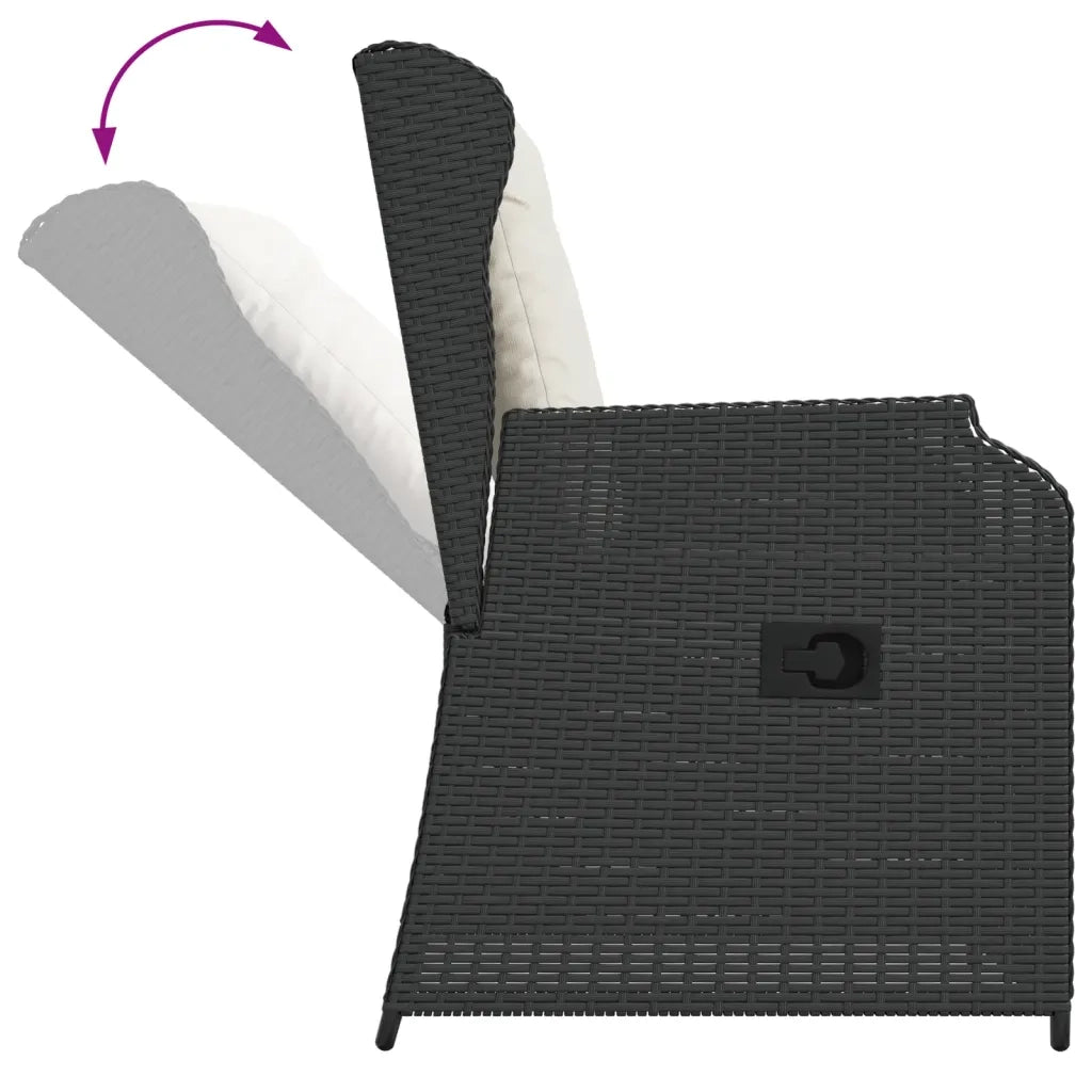 vidaXL Set Divani da Giardino 5 pz con Cuscini Nero in Polyrattan