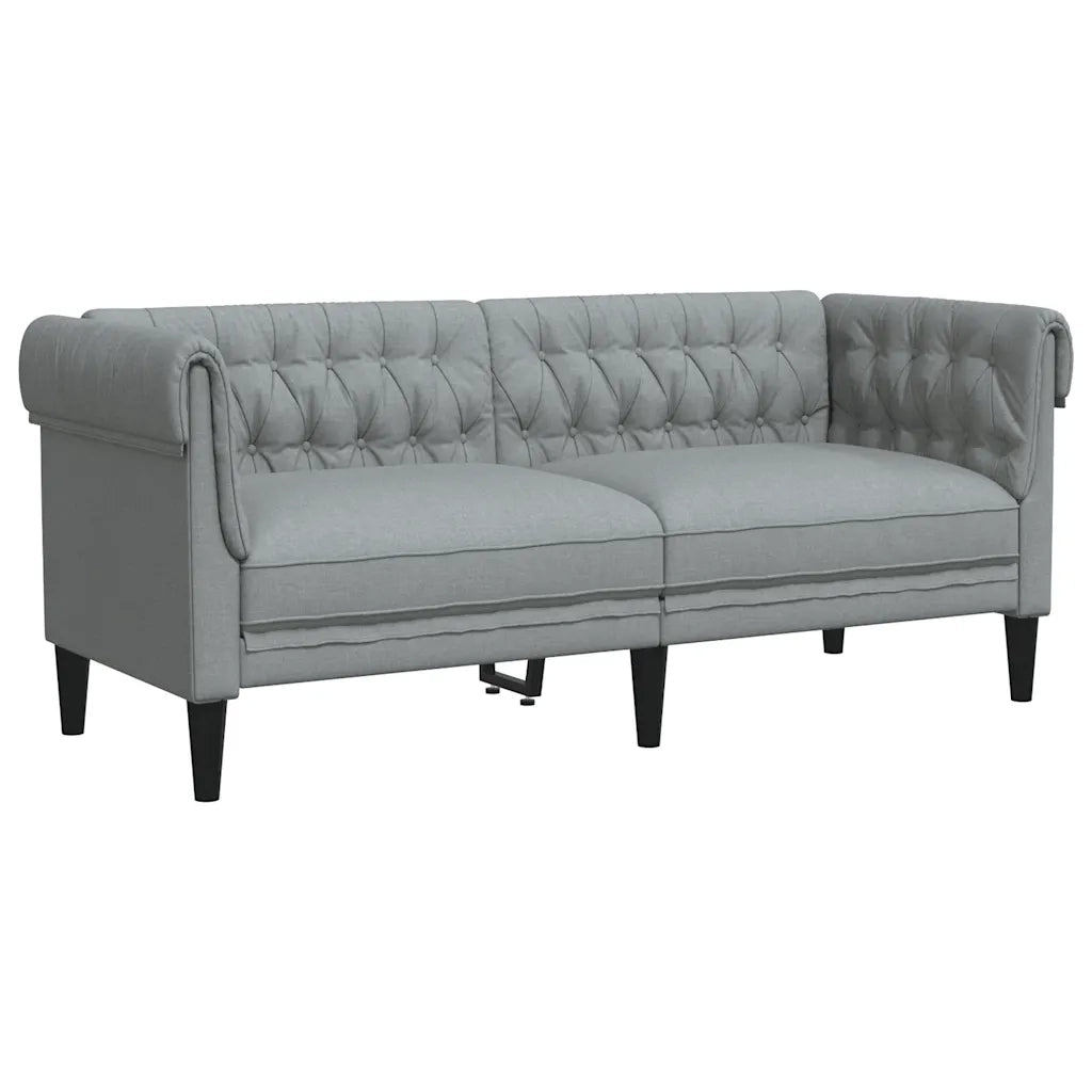 Divano Chesterfield a 2 Posti-Sofa 2 Posti-Divanetto Grigio Chiaro in Tessuto
