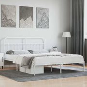 Giroletto con Testiera-Struttura Letto con testiera Metallo Bianco 180x200 cm 687416