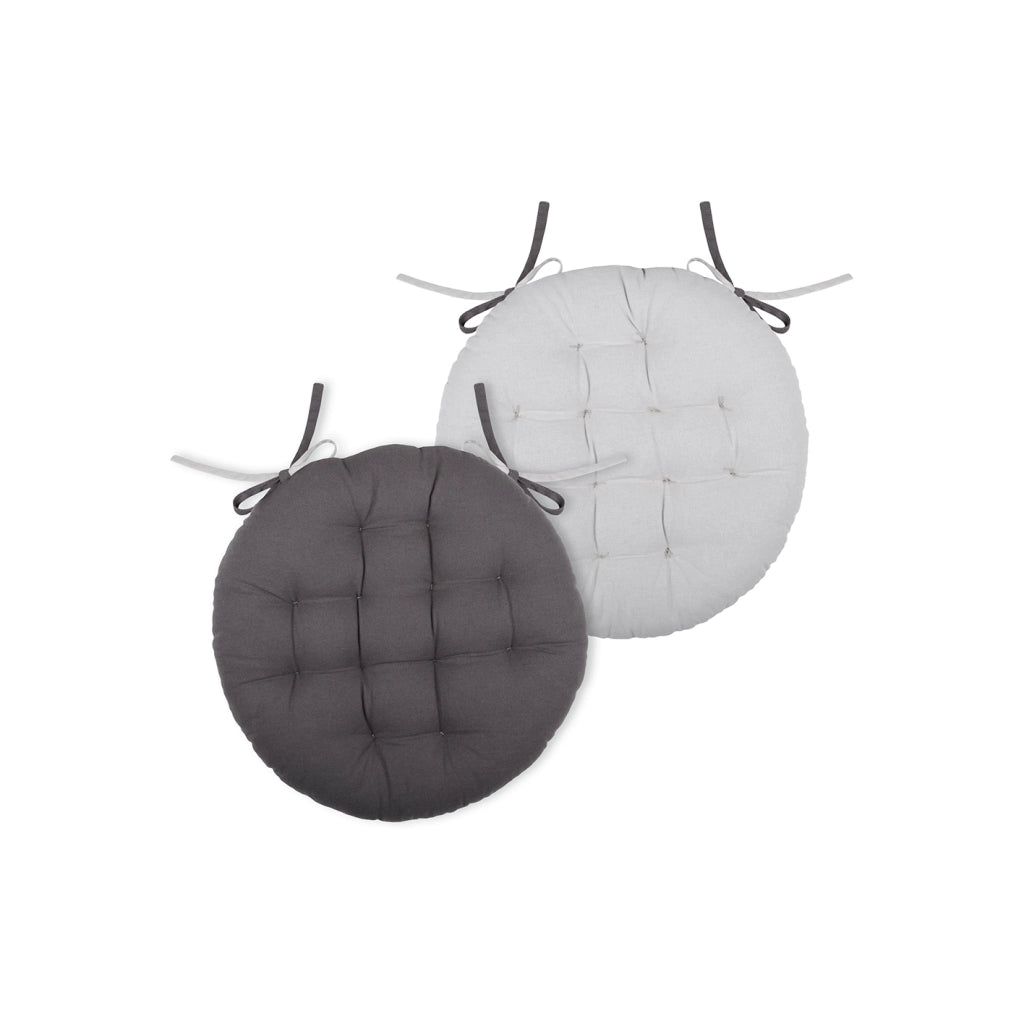 Cuscino coprisedia Duo Galette grigio/ perle tondo