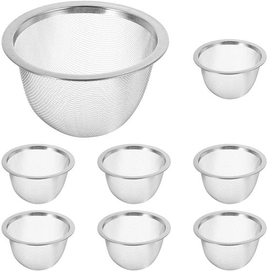Filtro per Tè - 8 Pezzi - Acciaio Inossidabile - Filtro di Rimpiazzo per Tè in Polvere - Design Moderno - Unico e Attraente - Filtro per Tè in Polvere