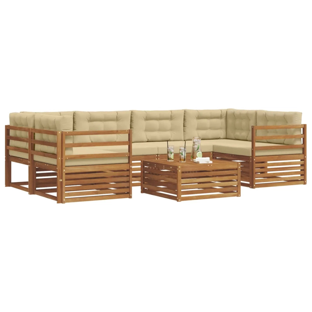Set di divani da esterno con cuscino 7 pcs Naturale e Beige