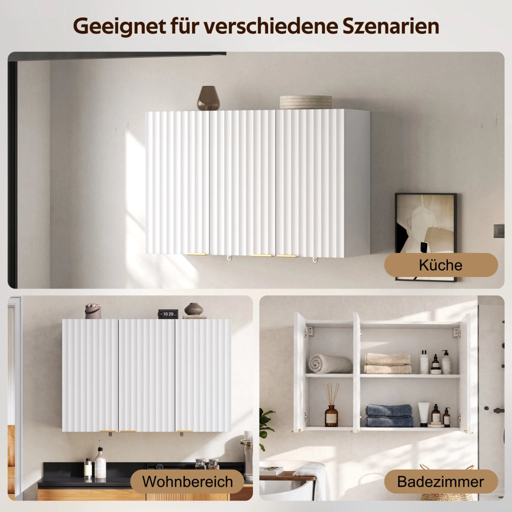 ARMADIO DA PARETE a 3 ante 90 x 29 x 60 cm MDF Bianco