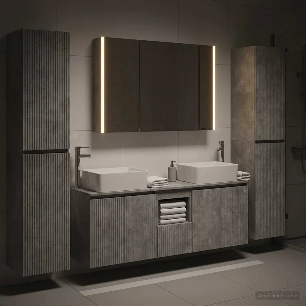 Set di mobili per il bagno 6 pcs Grigio Cemento 3407234