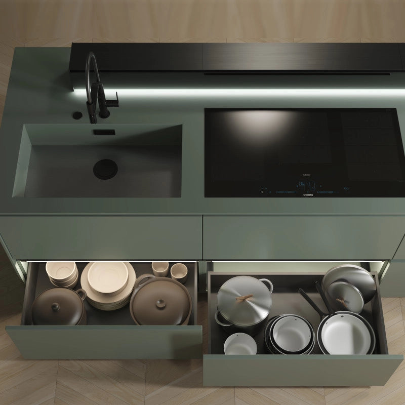 Kit di accessori divisori per interno cassetti Vertex-Concept, larghezza 600 mm, Alluminio e Tecnoplastica, Grigio ant..