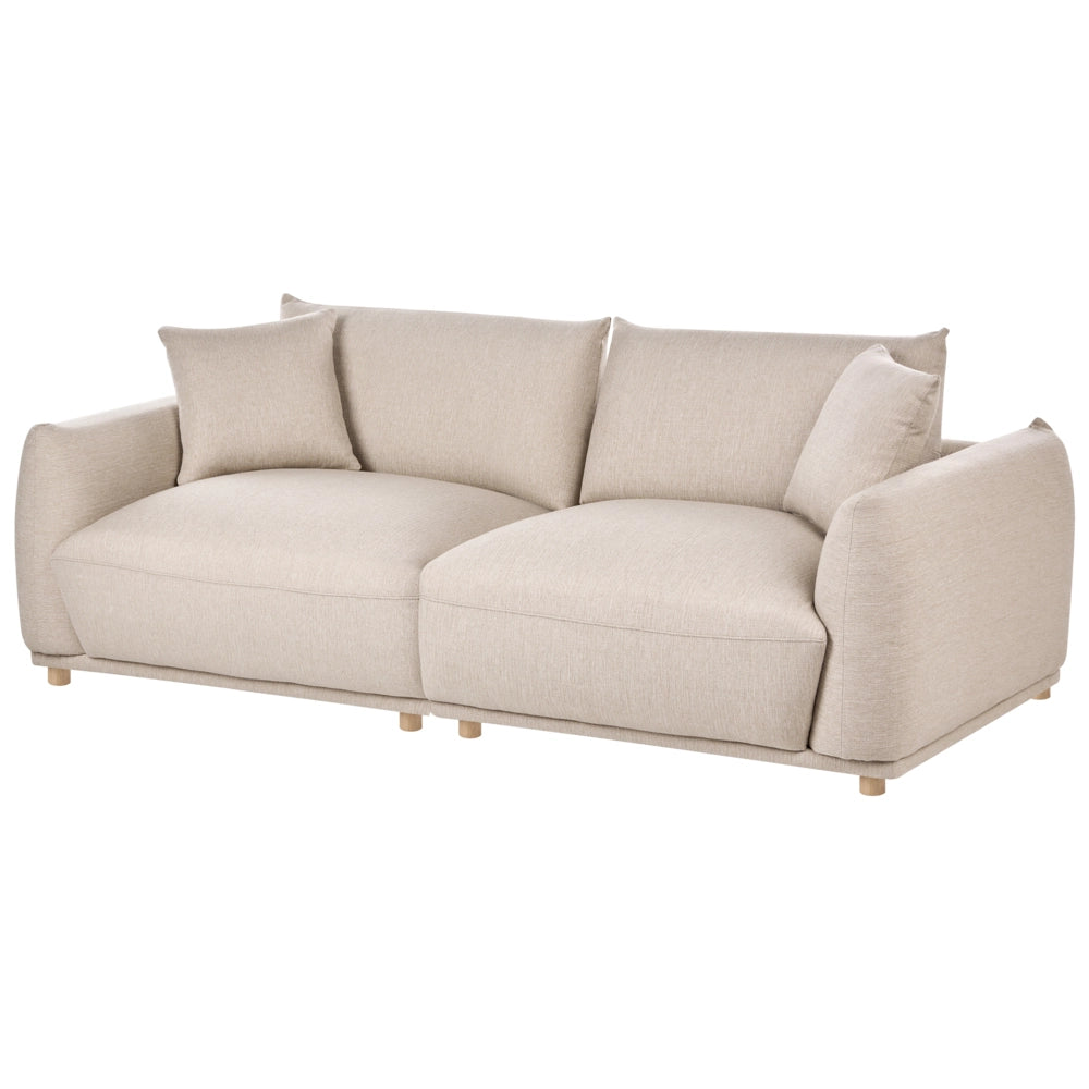 Set divano moderno a 5 posti in velluto con cuscini decorativi e poltrone con gambe in legno beige stile moderno