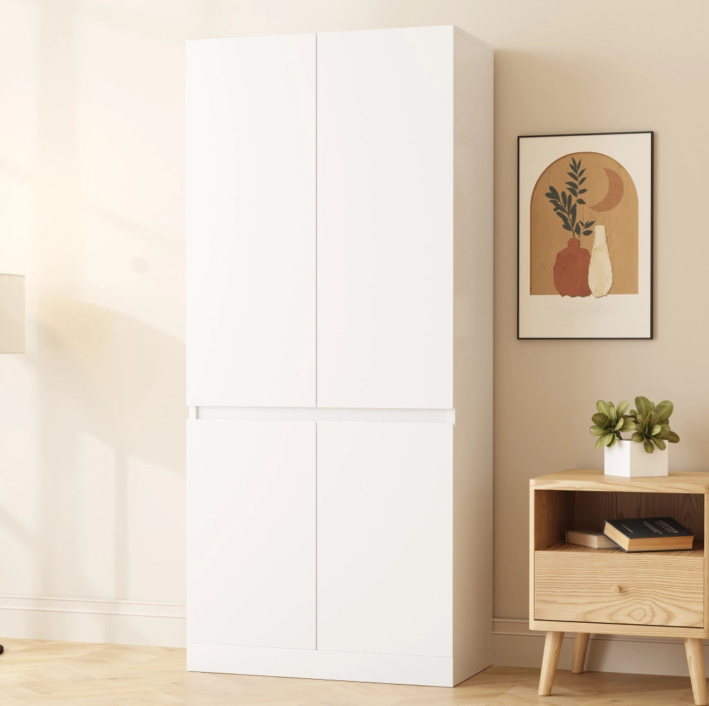 Armadio guardaroba a 2 ante 70 x 40 x 170 cm in legno e MDF bianco